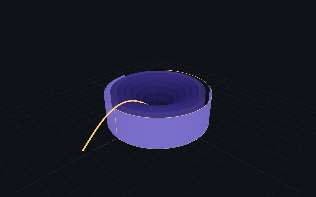 3D rendering of nested cylindrical shells